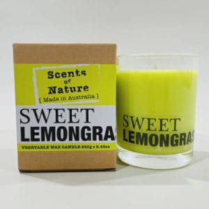 Sweet Lemongrass Soy Candle image. Made with premium vegetable based soy wax, cotton wick. Delivering Australia wide. Online or Ph: 51744888