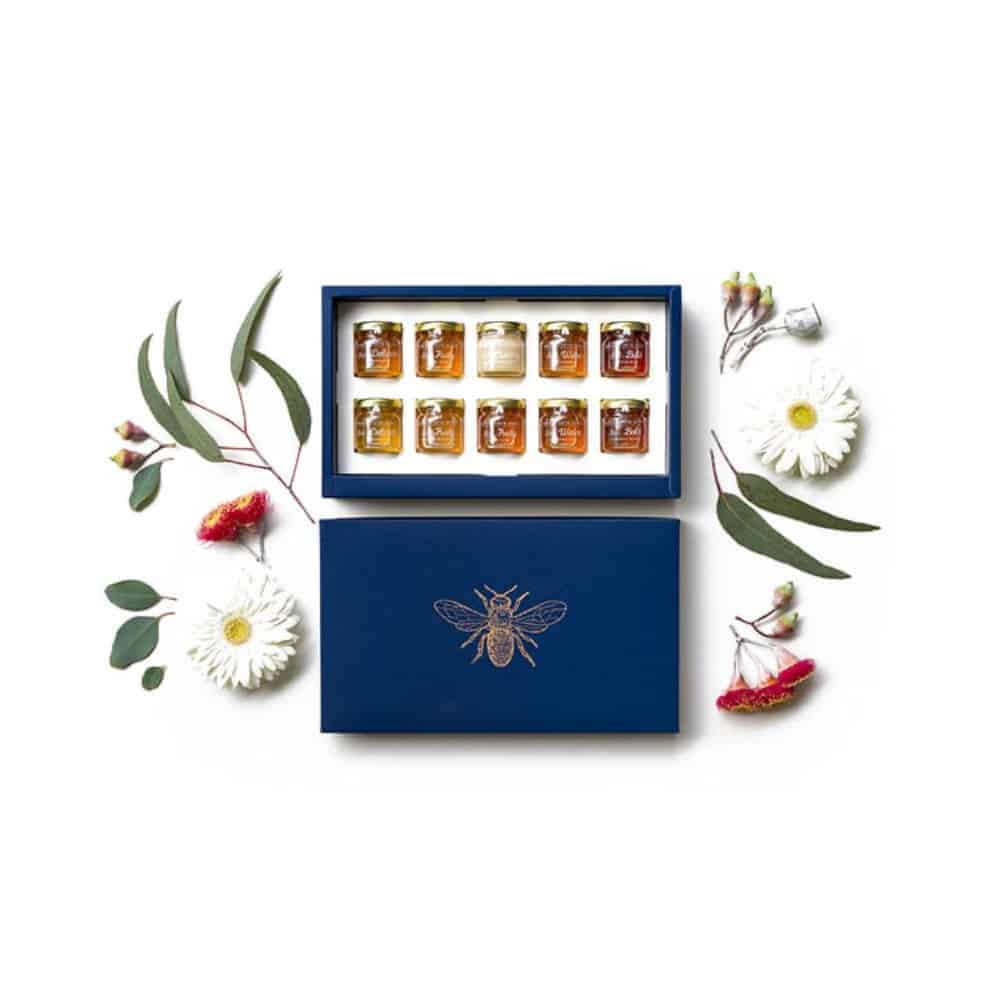 Honey Sampler Gift Set image. This 100 % Australian made honey will take you on a flavour journey of Honey. Buy Online or Phone 03-5174-4888