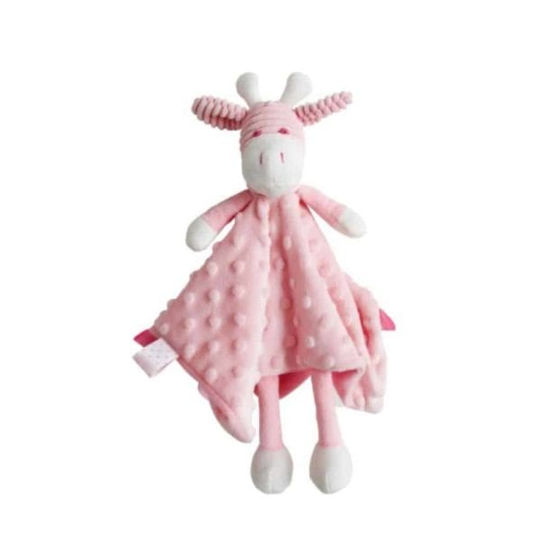 Giraffe Comforter Pink image. Soft, cuddly pink giraffe comforter. With embroidered eyes nose perfect for newborns. Online or ph 03 51744888