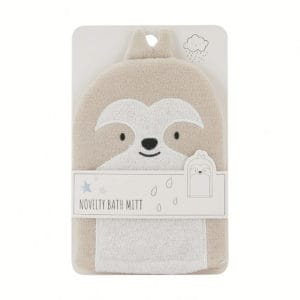 Novelty Bath Mitt Sloth image. Make bath time fun time with a novelty bath mitten. Cleanse your child skin with a Sloth novelty mitt.