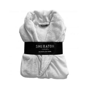 Microplush Silver Luxury Bathrobes image. Sheraton Luxury Bathrobe is luxuriously soft to touch, warm to wear. Buy Online or Ph 03-51744-888