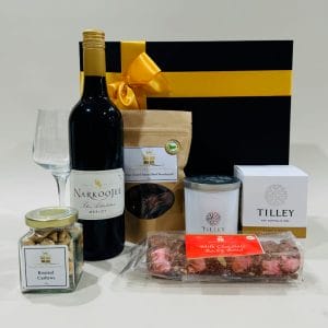 Red Wine and Chocolate Hamper image. Red Wine and Chocolate Hamper they would never buy for themselves. Buy Online or Phone: 03 5174 4888
