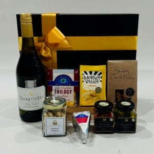Cheese Gift Hamper Antipasto Hamper image. Red wine cheese roasted cashew nuts. Makes the good times roll. Buy Online or Phone 03 5174-4888