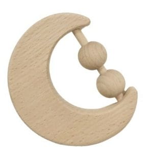 Moon Wooden Baby Rattle image. Natural moon wooden baby rattle is made completely safe for babies mouths. Buy Now Online /Phone 03 5174-4888