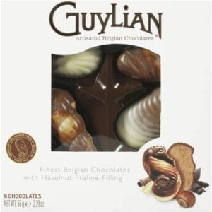 Guylian Chocolate Sea Shells 65g image. World famous Original 6 Belgian Finest Chocolate Sea Shells with Hazelnut Praline Filling.
