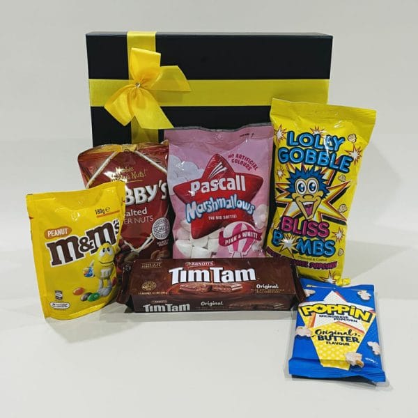 Netflix & Chill Movie Night Hamper image. A selection of Australia’s favourite treats for the whole family. Buy Online or Phone 03-5174-4888