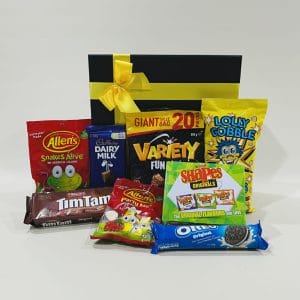 Netflix & chill gift hamper image. A great selection of Australia’s favourite treats for the whole family. Buy Online or Phone 03-5174-4888