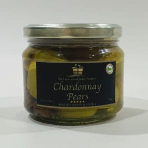 Chardonnay Pears 350g image. Pears & muscatel grapes in a chardonnay syrup and gently infusing in cinnamon. Buy Online or Phone 03-5174-4888
