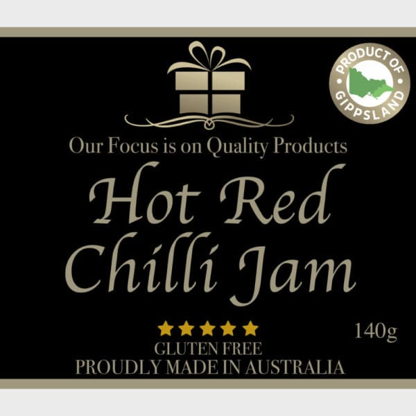 Hot Red Chilli jam 140g image. Hot Chilli Jam made with earthy flavours from fresh red chillies and lime. Buy Now or Phone 03-5174-4888