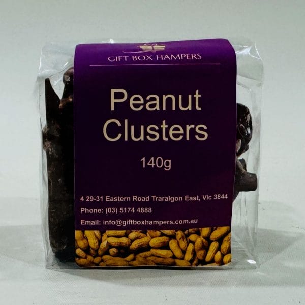 Peanut Clusters Chocolate 140g image. Australian roasted peanuts enrobed in quality milk chocolate forming sweet, crunchy and nutty peanut clusters.