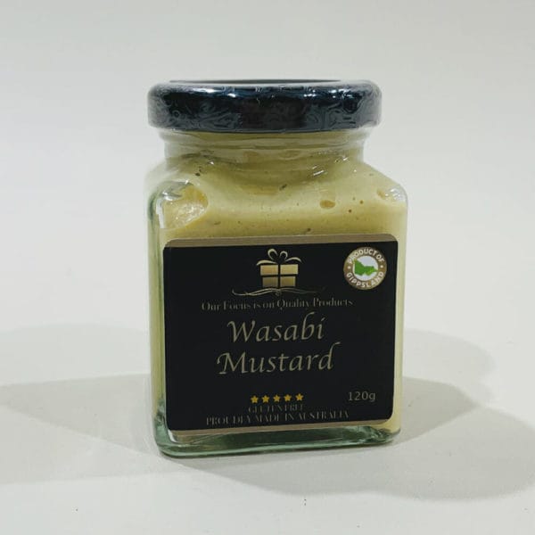 Wasabi Mustard 120g image. Distinctive flavour of wasabi blends into this creamy Dijon style mustard. Buy Online Now or Phone 03-51744888