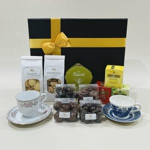 Tea Gift Hamper image. Twinings tea traditional shortbread and Anzac biscuits makes anytime a good time for a tea break. Phone 03-5174-4888
