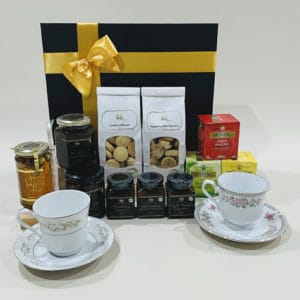 Tea Hamper For Two image. Delightful gourmet jams & conserves to complement their freshly baked scones & more. Buy Online or Ph: 03 51744888