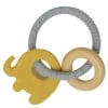 Teether silicone ring image. Grey Baby Teether Silicone Ring with Mustard Elephant. Perfect for your little one’s teething. Ph: 03 51744888