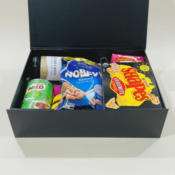 Aussie Gift Hamper Image. This Aussie gift hamper is perfect. Packed with Aussie treats to celebrate, and everyone enjoys. Phone 03-51744888