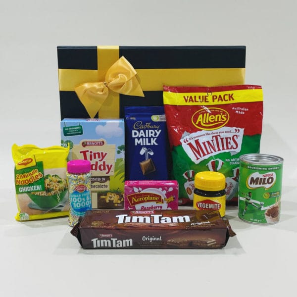 Aussie Treats Hamper Image. This gift hamper is packed with Australia’s favourite treats everyone loves and enjoys.Online/ Phone 03 51744888