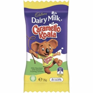 Cadbury Giant Caramello Koala Chocolate Bar 35g Image. Cadbury Dairy milk milk chocolate with smooth flowing caramel filled centre.