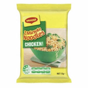 Maggi 2 Minute Chicken Flavour Instant Noodles 72g Image. MAGGI 2 Minute Noodles Chicken Flavour. For a fun and tasty snack or a quick meal.