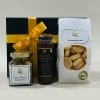 Gift Pack 5 Image. Australian honeys, quality nuts / chocolates. Shortbread, raspberry & white choc biscuits or Anzacs. Phone 03 5174-4888.