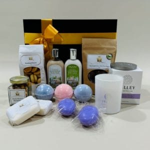 A luxurious Matariki Pamper Hamper filled with spa goodies and treats for a relaxing celestial celebration.